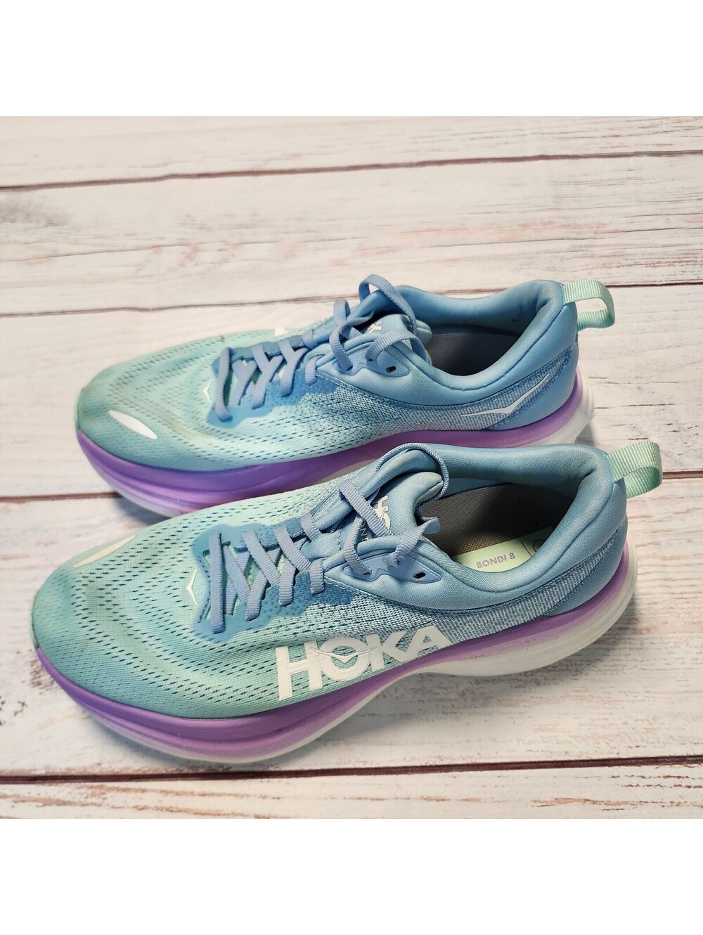 Hoka Bondi 8 Women's Running Shoes Size 9.5B Blue Purple - Picture 3 of 12